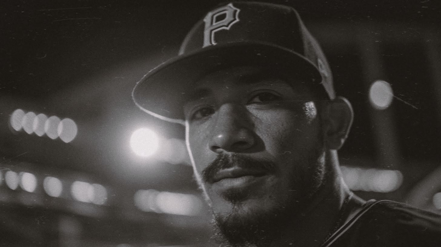 Collector in a Pittsburgh fitted cap at night